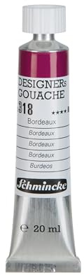 Schmincke - Designers Gouache, Bordeaux, 20 ml-Tube, 25 318 007, streifenfreier Auftrag, maximal deckend, farbintensiv und samtmatt