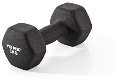 York Fitness Single Neoprene Hex coating Dumbbell, Black, 7 kg