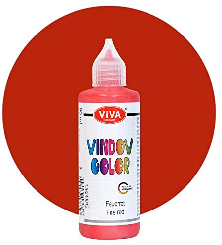 Viva Decor® Window Colour (Fire Red, 90 ml) Window Paint for Removable Pictures and Stickers for Decoration, Mirrors, Tiles, Vases and Windows - Made in Germany