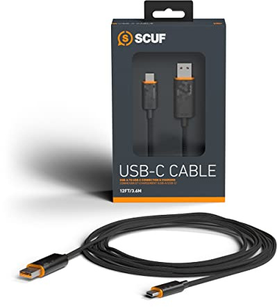 SCUF Braided USB-C Cable – 6 feet / 2 Meters USB Type C Connection and Charging for Xbox Controllers, PS5 Controllers, and Smart Phones - Black