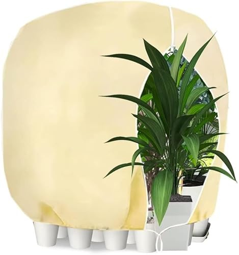 WEALSFUN Cappuccio Protezione Piante,Copertura Protezione Invernale PianteTelo Protezione Piante Sacco di Protezione Invernale per Piante in Inverno da Gelo Vento e Pioggia,160x240cm Beige
