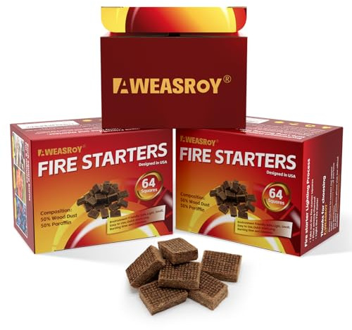 Fire Starter Squares 192 - Fire Starters for Fireplace,Chimney,BBQ Grill,Camping Fire,Wood Stove - Water Resistant and Safe Odourless - Camping Accessories