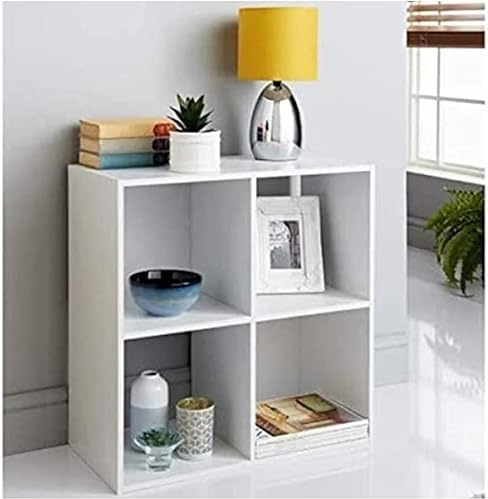 Homme Concept – 4 Cube Storage Unit, White Living Room Bookcase and Shelving Unit, Free Standing Storage Organiser Shelves, BookShelf for Living Room, Kids Room, Bedroom or Office