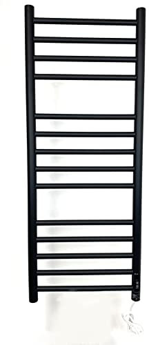 Manissa Greened House scaldasalviette Elettrico Bagno in Acciaio Inox, Finitura a Specchio, Serie Siena, Parete, 1000x400 mm, Nero Opaco