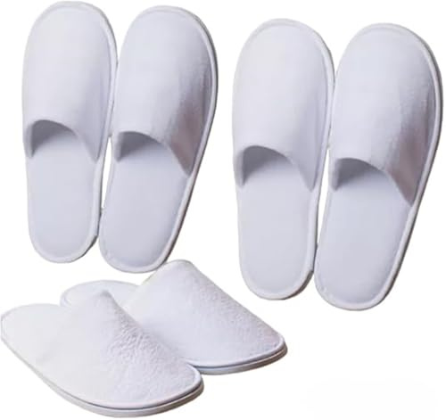 HOT BARGAINS White Towelling Hotel Spa Slippers Closed Toe Pack of 10 Pairs