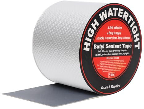 ViShawtek Aluminum Klebeband Wasserdichtes Dichtungsbänder Alufolie Bitumenband Dachpappe Selbstklebend Butylband Panzertape Abdichten Befestigen im Pool Loch Rohr Wohnmobil 10cm(B) x 5m(L)
