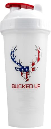 Bucked Up Perfect Shaker-Flasche, 794 ml, BPA-frei, spülmaschinenfest, auslaufsicher, Design USA-Flagge, Rot, Weiß und Blau