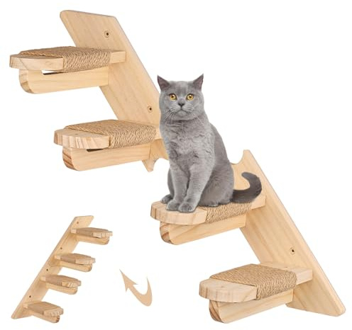 Kletterwand Katzen Katzentreppe Wand 2er-Set mit Sisal für Kratzen