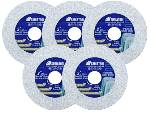 SHDIATOOL Diamond Glass Cutting Disc 50mm Saw Blade, Ultra-Thin Cut Off Wheel for Tile Ceramic Porcelaim Marble 50mm(5 of Pack)