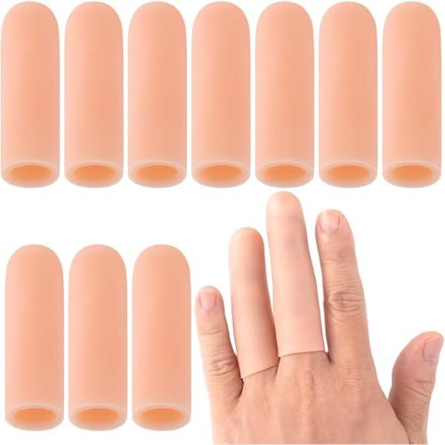 AFCJLTO Set de 10 Protectores de Dedos de Gel - Manga Cubre Dedos de Silicona Suave para Deportes, Trabajo, Artesanía y más - ¡Protégete de ampollas y raspaduras con comodidad!