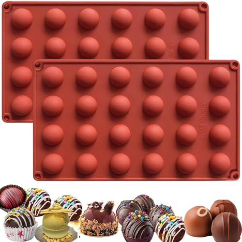 Molde de Silicona para Chocolate, 2 Piezas de 24 Cavidades, Moldes para Chocolate, Moldes para Cubitos de Hielo, Molde de Silicona para Fondant para Fiesta