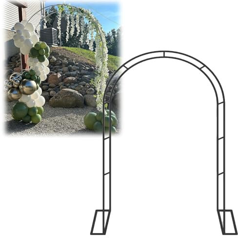 Arche de mariage en métal noir avec tonnelle de roses pour cérémonie et fête - Treillis de jardin pour plantes grimpantes - Cadre 160 x 220 x 40 cm