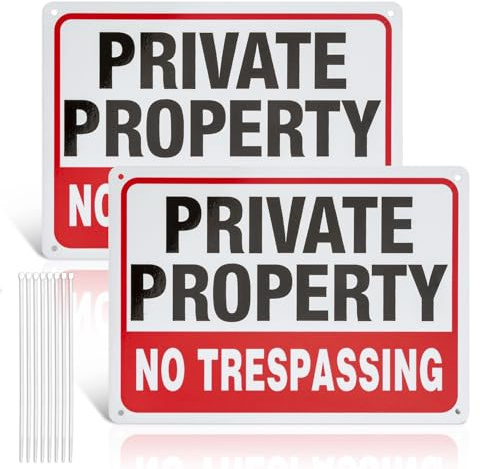 Confezione da 2 cartelli Private Property No Trespassing, 25,4 x 17,8 cm