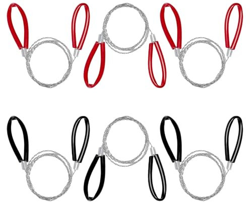 6 Piezas Mini Sierra de Alambre de Acero Inoxidable, 70cm Cuerda Sierra Corte Herramienta, Cable Tubos PVC Pequeña Madera Sierra de alambre para Exteriores Camping Senderismo Emergencia