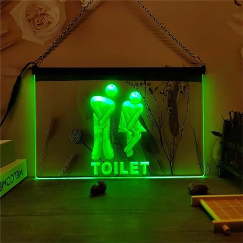 Zayeksole Insegna al Neon Unisex per Toilette, Telecomando RGB con Oscuramento, Alimentazione Tramite USB, Insegna Luminosa al Neon A LED per Bagni Pubblici, Decorazione da Parete,30x20cm