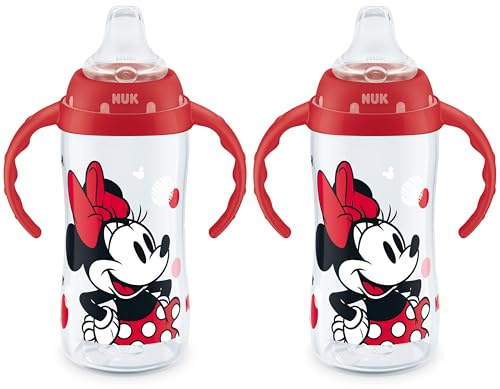NUK - 10 oz Learning Cup, 2 Pack, Minnie Mouse - Soft Spout, Easy Grip Handles, BPA Free, Spill Proof