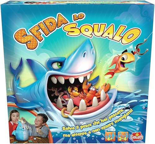 Goliath – SFIDA LO SQUALO – Gioco da Tavolo Interattivo per Bambini dai 4 Anni – Gioco d’Azione e Riflessi – Pesca e Sorprese – Senza Batterie – Regalo Divertente – 2-4 Giocatori – 5 Min