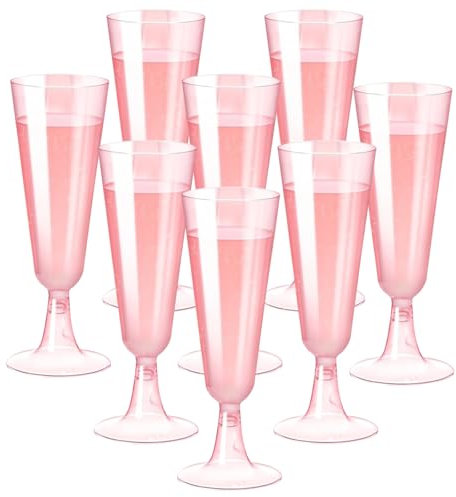 CutitiUU 8 copas de champán roscadas de plástico, copas de champán de plástico elegantes de alta calidad, copas de champán reutilizables, copas de cóctel Prosecco para bodas, cumpleaños, Navidad