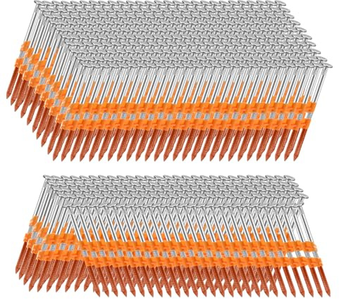 SITLDY 21 Degree Framing Nails 1000 Count, 3-1/4-Inch x .131” Ring Shank, Full Round Head Hot Dipped Galvanized, for Pneumatic Electric 20 to 22 Degree Framing Nailer