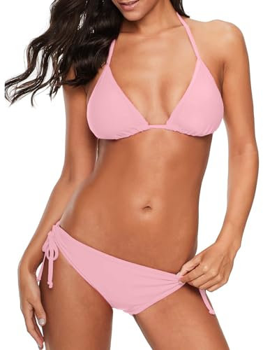 Generisch Bikini E Cup Women's Bandeau Bandage Bikini Set Push Up Brazilian Beachwear Swimsuit Primadonna Bikini Bottoms, pink, S