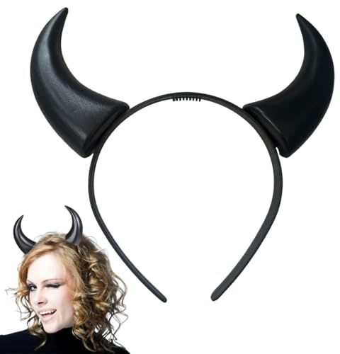 Fascia per capelli da corna del diavolo, Halloween, cosplay party, accessori fotografici, costume fantasma per uomini e donne, cerchietto con corna da diavolo, nero