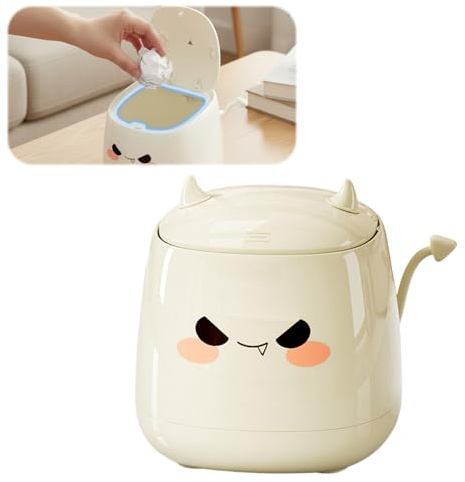Mini Pattumiera da Tavolo, Cestino da Scrivania, Portatile Piccola Cestino da Tavolo, Mini Simpatico Pattumiera da Scrivania con Coperchio, per Toletta, Bancone Cucina