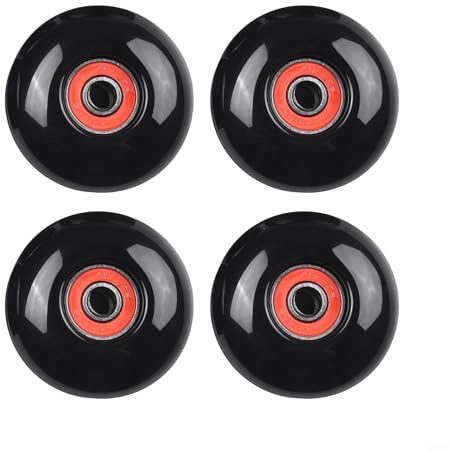 ZAMETTER Skateboard-Räder, 4 Stück, PU-Skateboards, Longboard-Rad, professionelle Skateboard-Rollen, Skateboard-Räder mit ABEC-9-Kugellagern für Street Cruising Outdoor-Sportarten (schwarz)