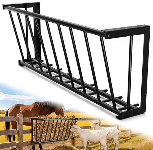 Dabolang Hay Feeder for Goats Horses,25 Gallon Livestock Feede,Heavy-Duty Steel Goat Hay Rack,40''Long Hay Feeder Blanket Holder,Wall Mount Goat Feeders for Horses,Sheep,Goats,Indoor Outdoor Uses