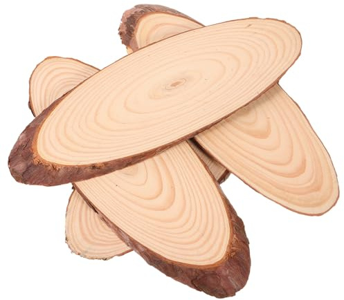 Luxshiny 4pezzi Fette di Legno Ovale Naturali con Bordi Smussati, per Artigianato Creativo e Decorazioni Campestri per Matrimoni e Centrotavola