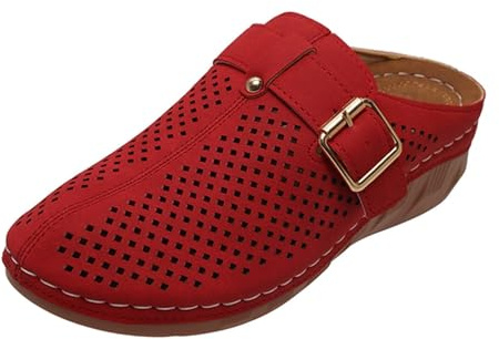 Pantoufles mules pour femme avec maille ajourée, pantoufles pour fasciite plantaire pour femme, pantoufles confortables en cuir souple pour femme, sandales compensées antidérapantes, sandales