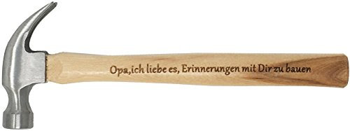 Besonderes Geschenk für Opa : Gravierter Holzhammer :  Opa, ich liebe es, Erinnerungen mit Dir zu bauen  -  Du bist der Hammer  - Geburtstagsgeschenk für Opa
