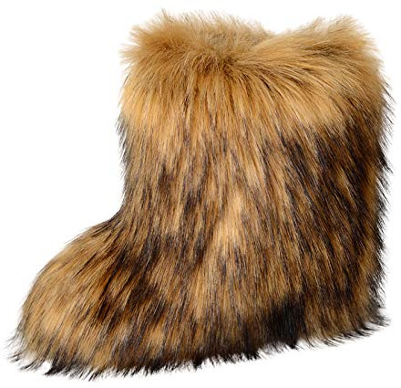 Dam fuskpäls snöstövlar utomhus fluffig hårig stövel, - a - 38 EU