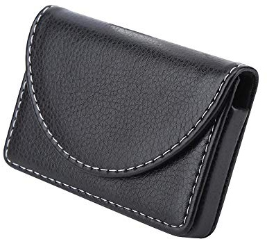 Agatige Porta Tarjetas de Visita, Estuche de Cuero para Tarjetas con Cierre magnético portátil para Tarjetas de identificación Tarjetas de crédito Insignias Regalos de Oficina para Hombres(Negro)