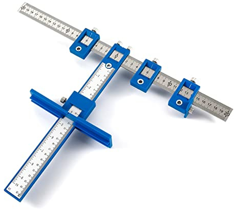 Trintion Punch Locator Adjustable Cabinet Hardware Jig Drill Guide Template Drilling Dowelling Hole Kitchen Door Handle Jig for Installation of Handles Knobs on Doors or Drawer Pull