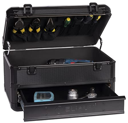 E ELIAUK Tool Box Hard Case Tool Organizer Storage Cabinet Carry Case,Toolbox with Drawers, Black