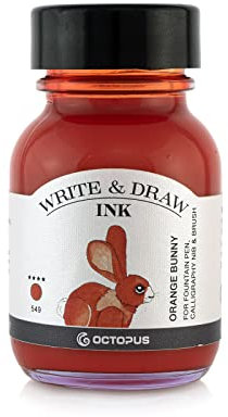 Octopus Write and Draw Ink 549 Orange Bunny - wasserfeste Tinte zum Schreiben und Zeichnen - Kalligraphische Tinte, lichtechte Malkarte für Füllfederhalter, orange, 50 ml