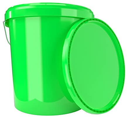 Eimer mit Deckel 16 Liter Grün - lebensmittelecht luftdicht und stabil, Leer Eimer mit Griff und Verschluss Deckel für Lebensmittel Chemie Wand Farbe Waschpulver Klebstoffe geeignet