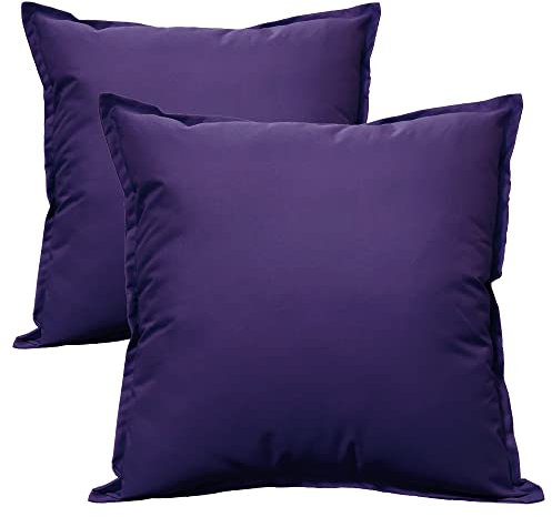 Olivia Rocco Lot de 2 housses de coussin décoratives imperméables et respirantes pour extérieur, jardin, terrasse, banc, canapé, meubles, intérieur, salon, lit, chaise, dispersion, 60 x 60 cm, violet