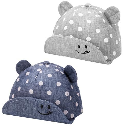 Utensilsto Schirmmütze Baby Cap, 2 Stück 6-24 Monate Sommer UV Schutz Baby Schirmmütze für Jungen und Mädchen, Baby Baseball Cap Mit Größenregulierung, Baby Baseballkapp für Strand und Camping