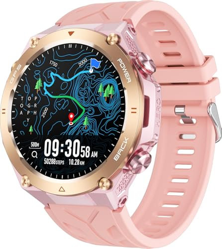 findtime Smartwatch Herren Damen GPS Laufuhr Herren Militär Uhr mit Kompass Barometer Fitnessuhr Telefonfunktion Schlaftracker Fitness Tracker Schrittzähler Uhr Outdoor Sportuhr Pulsuhr Blutdruck