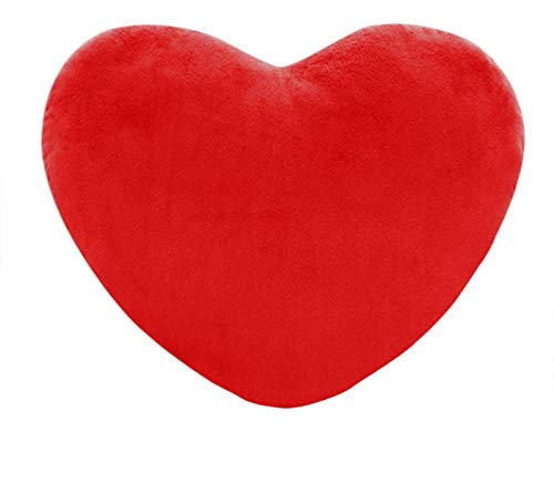 Herzkissen Dekokissen Flauschiger Weicher Plüsch-Kissen in Herz-Form Home Dekorative KuschelkissenDekokissen Geschenk Superweicher Gemütliche für Sofa Schlafzimmer Kinderzimmer Rosa (Red, One Size)