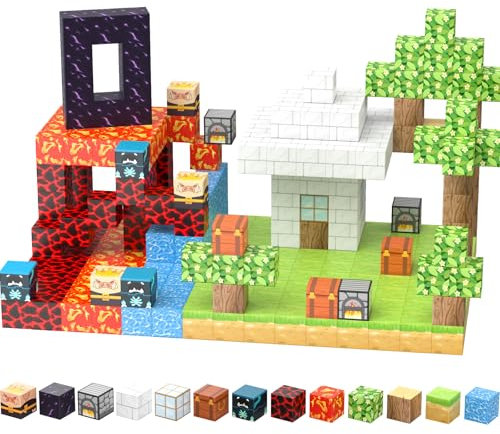 100pcs Blocs de Construction magnétiques - Bauen Sie eine magnetische Welt Set, STEM Montessori Toddler Sensory Spielzeug für Jungen und Mädchen 3+ Jahre Spielbausteine