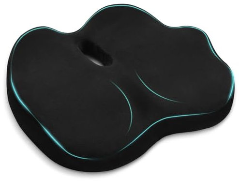 Juspota Cojin Silla Oficina, Cojin Coxis Ortopedico, Cojin Asiento Coche Antideslizante, Cojín de Asiento Espuma con Memoria Ergonomico para Coche, Silla Oficina, Negro