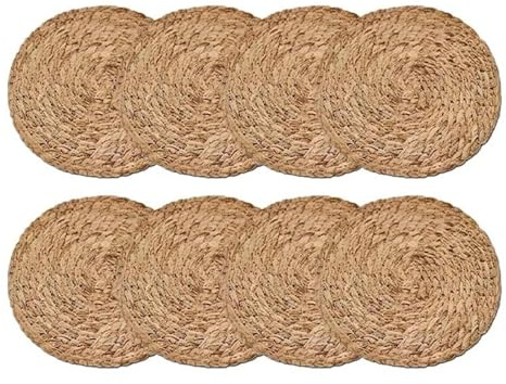 AMENGJ Cojín de Paja Tejida Esterilla de Hierba, cojín de Tatami Redondo for el Suelo, cojín portátil for Uso doméstico, Esterilla de meditación(8pcs)