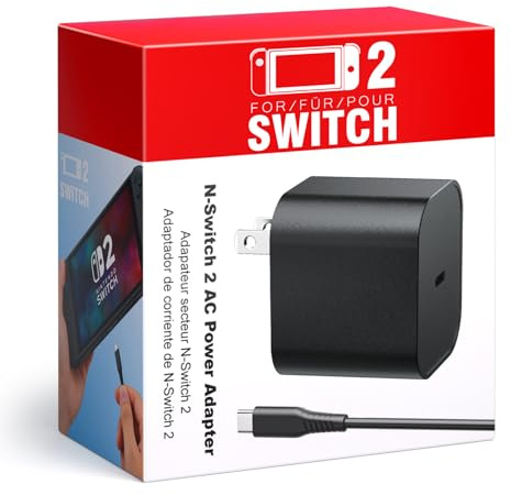 Switch 2 Charger 60W PD 3.0 Fast Charging for Nintendo Switch 2, Steam Deck, Asus Rog Ally with 5FT USB C to C Cable Power Supply Ac Adapter for Lenovo, Dell, Samsung Laptops, Smart Phone, Tablet