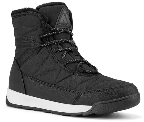 Mishansha Stivali da Neve Donna Fodera Calda Pelliccia Stivaletti Outdoor Trekking Antiscivolo Invernali Scarpe Nero 39 EU