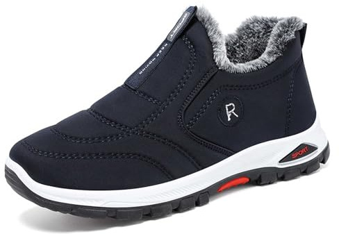 Generisch 2025 Botas de invierno para hombre con aislamiento antideslizante y forro de felpa cálido, cómodas, fáciles de poner y quitar, zapatillas de nieve para exteriores para clima frío, zapatos