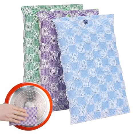 Luckxing Chiffons de Vaisselle Non Rayants - Éponge en Câble Métallique | Éponge Réutilisable Non Abrasive Absorbante Double Face,pour Cuisinière Cuisine Professionnelle Plan de Travail Évier