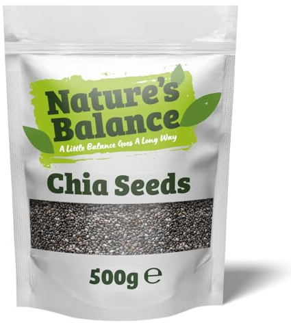 Nature's Balance Chia Seeds 500g Raw Black Chia Seeds Omega 3 Fibre Source | Perfect for Smoothies, Baking & Everyday Nutrition