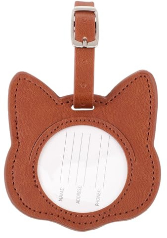 WEKAMOS PU Luggage Tag med Kattmotiv Hållbar Identifieringsetikett för Resväskor Bedårande Design Passar Standard Visitkort Praktisk Bagageetikett för Enkel Bagageidentifiering vid